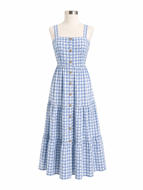 Shabby Chic Dresses & Skirts - Shabby Chic Blue Gingham Button-Front Sundress Size 2